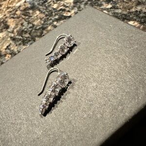 EXPRESS Silver Crystal crawler Drop Earrings